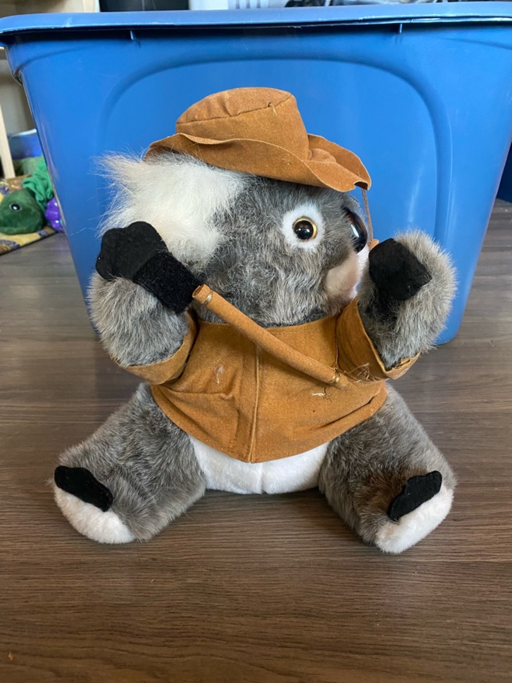 Rare HLT Plush Koala in Tan Jacket and Hat & Didgeridoo